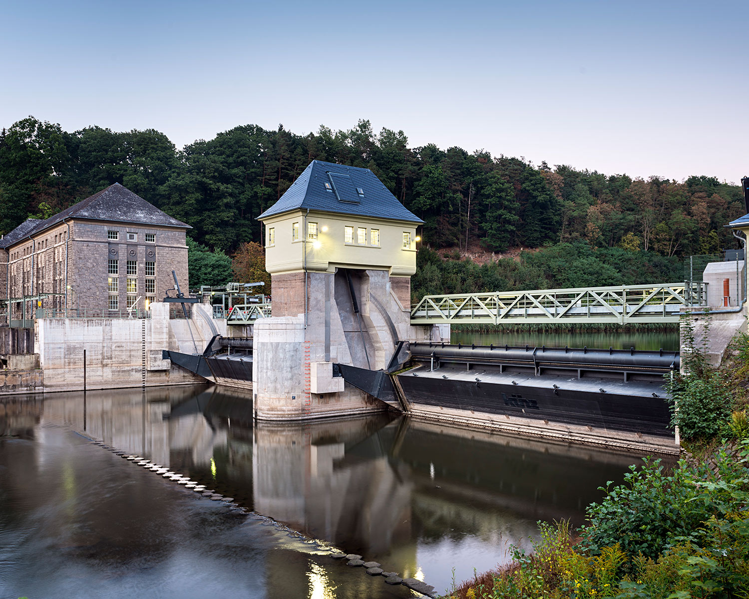 The Werrawerk hydropower plant by night